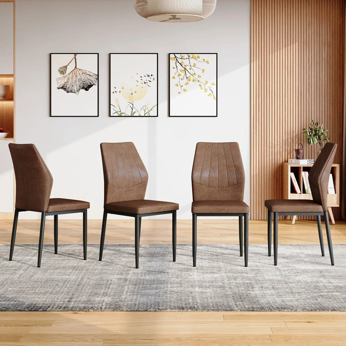 Dining Chairs With Shell Pattern, Comfort And Style Chair Set | 2 Pieces | Fabric & Metal | Dining Room