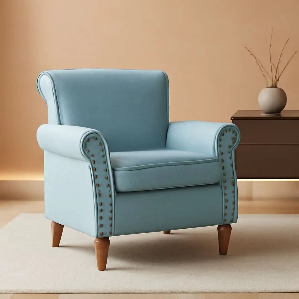 Blue Wingback Accent Chair With Removable Cushions from PriceLows™