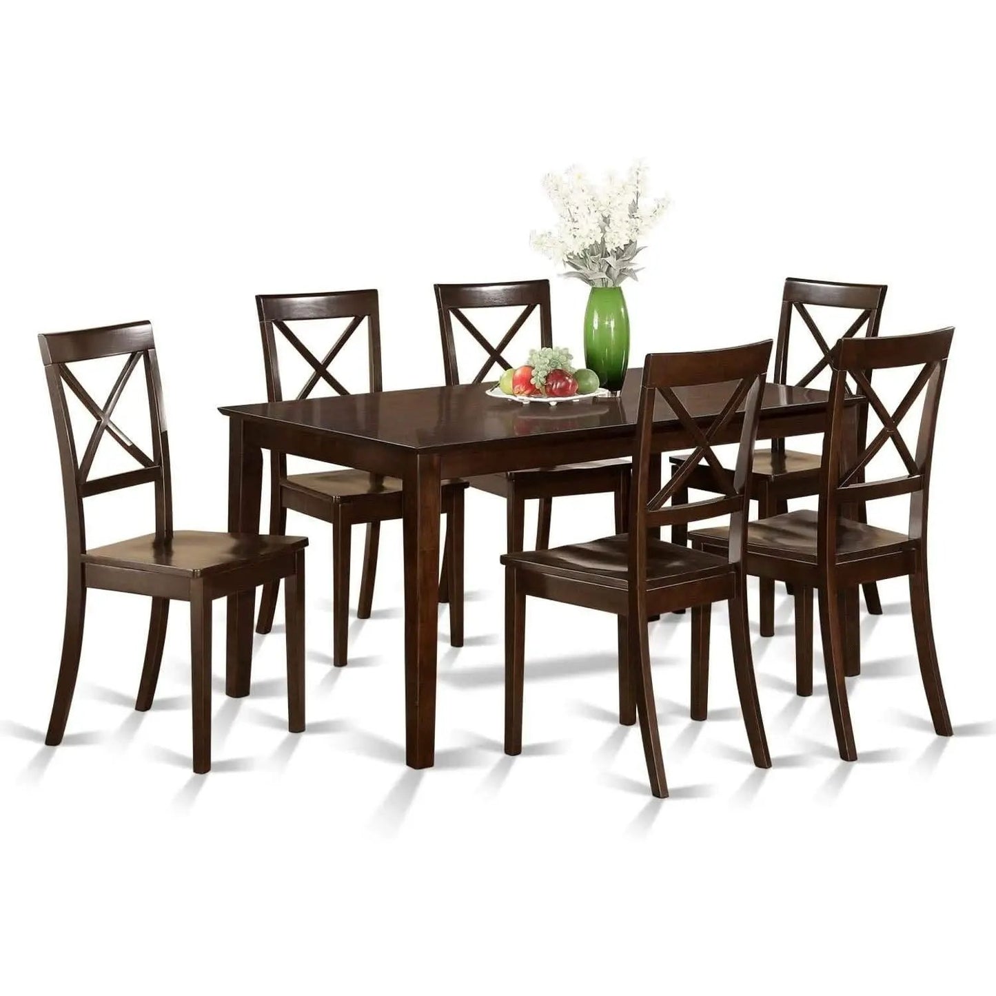 7 Piece Dining Table Set With 6 Chairs Wood Finish from PriceLows™