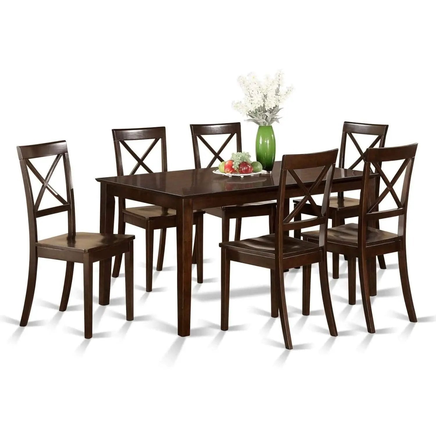 7 Piece Dining Table Set With 6 Chairs Wood Finish from PriceLows™