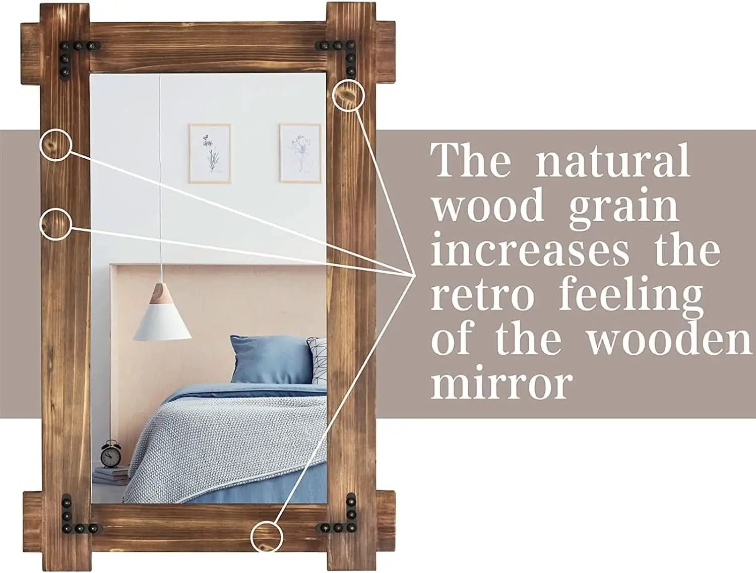 20x30 Rustic Wood Mirror For Bath With Black Metal Accents from PriceLows™
