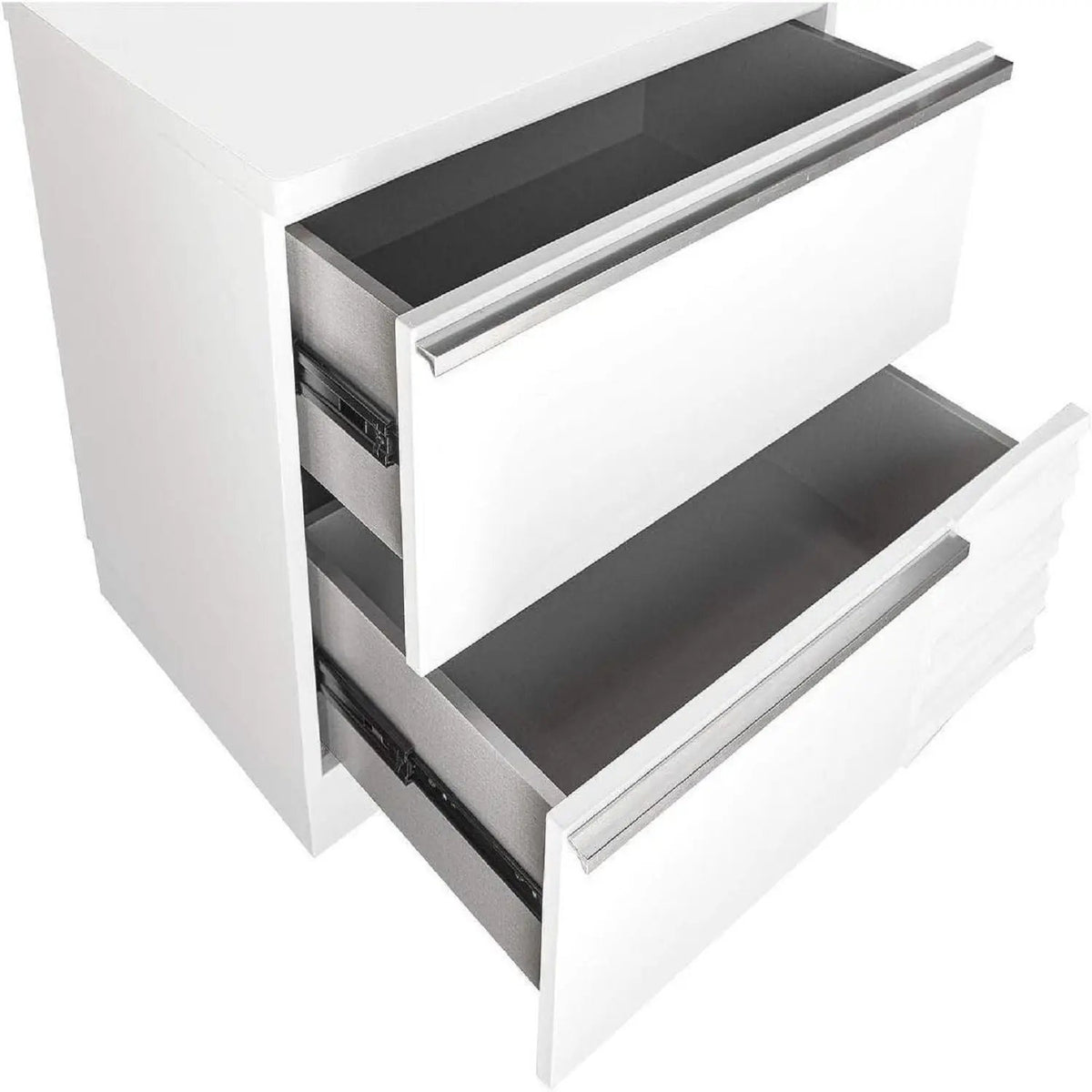2 Drawer Nightstand | High Gloss White Finish | Contemporary Decor