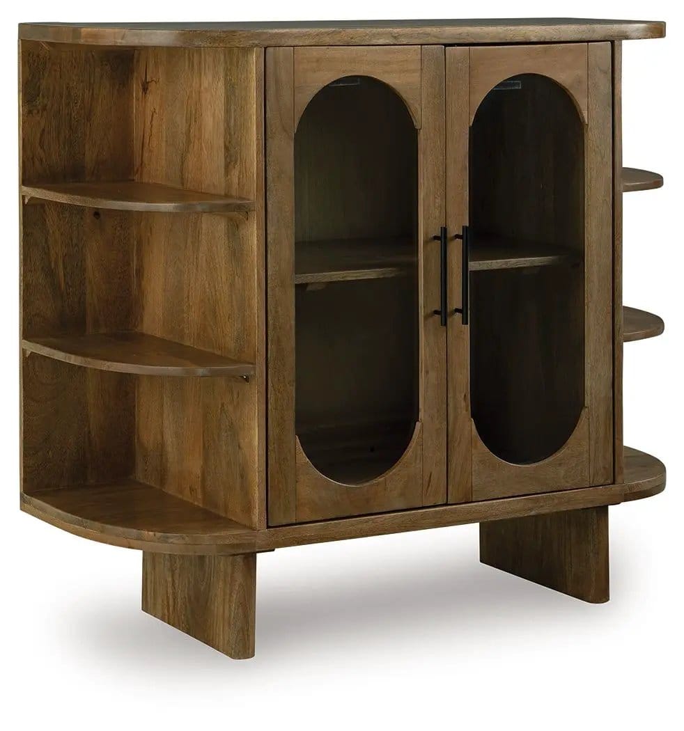 Niall Accent Cabinet | 40 x 16.13 x 36.75 in | Mango Wood & Glass | Light Brown