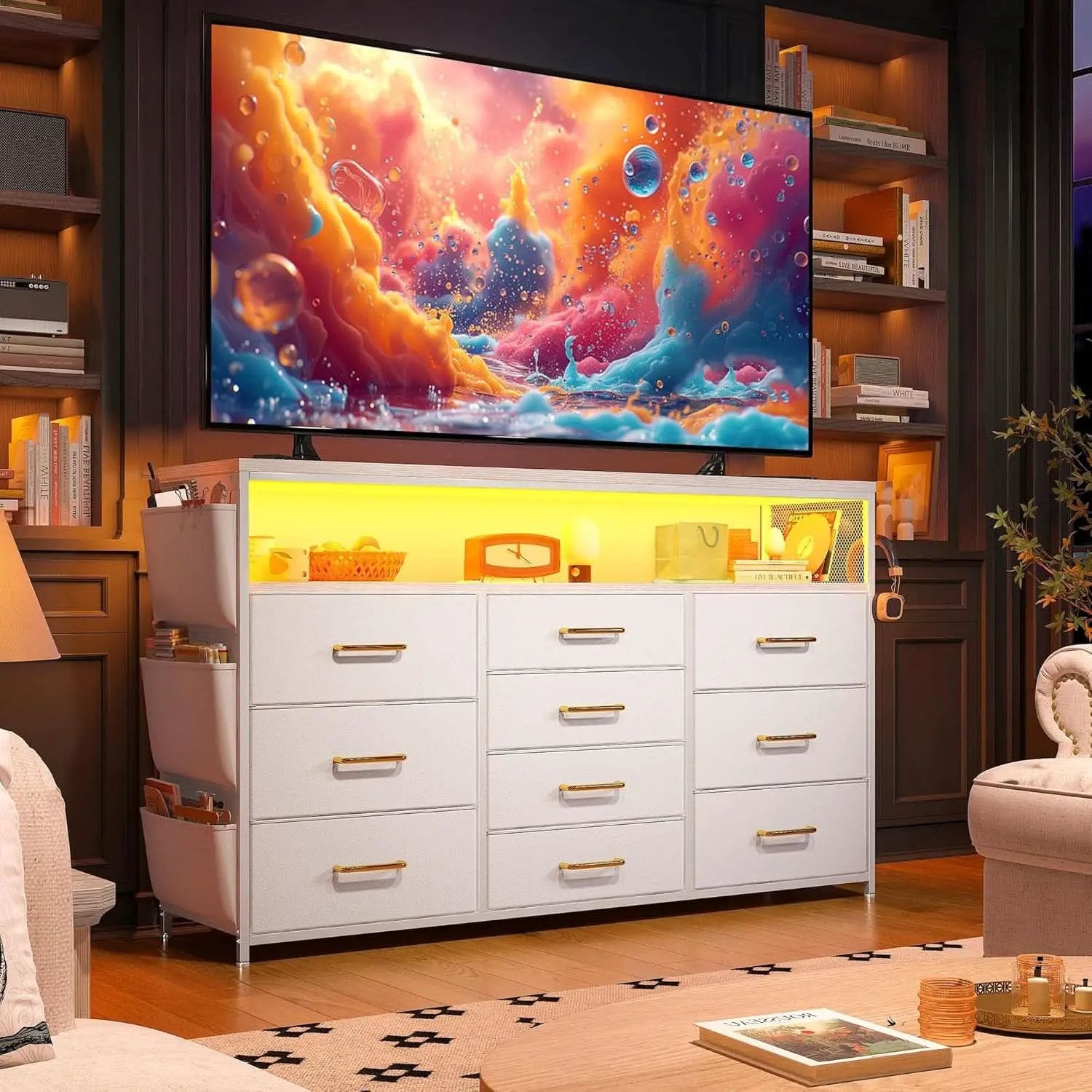 Sturdy Dresser TV Stand For 55 Inch TV With 10 Drawers from PriceLows™