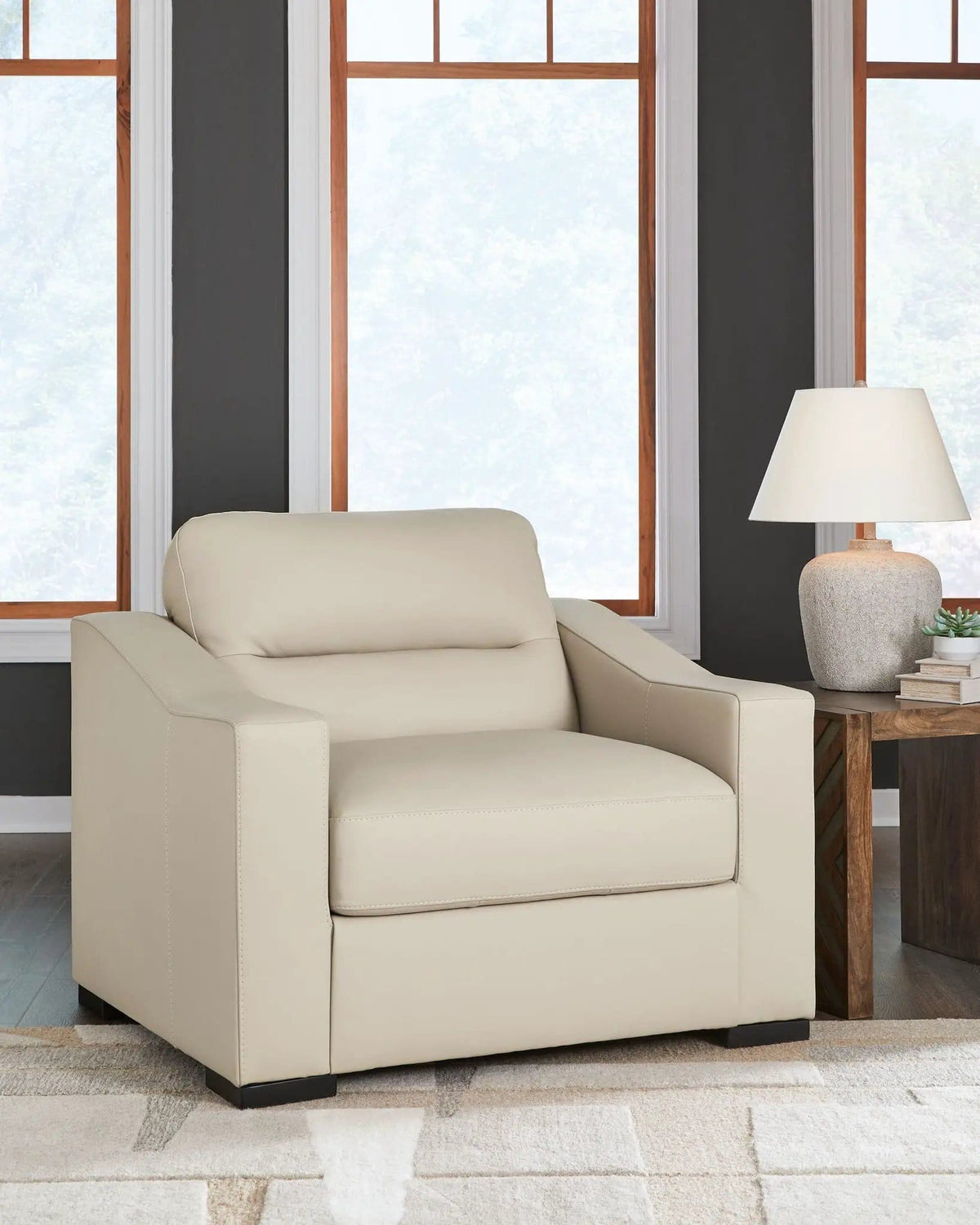 Treasure Trove Chair And A Half | 48 x 40 x 40 in | Faux Leather & Wood | Almond