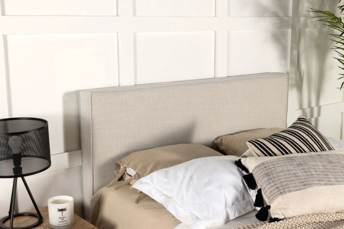 Kosmo Upholstered King Panel Headboard Sand | 80 x 5.25 x 45.5 in | Pine Wood & Fabric | Home
