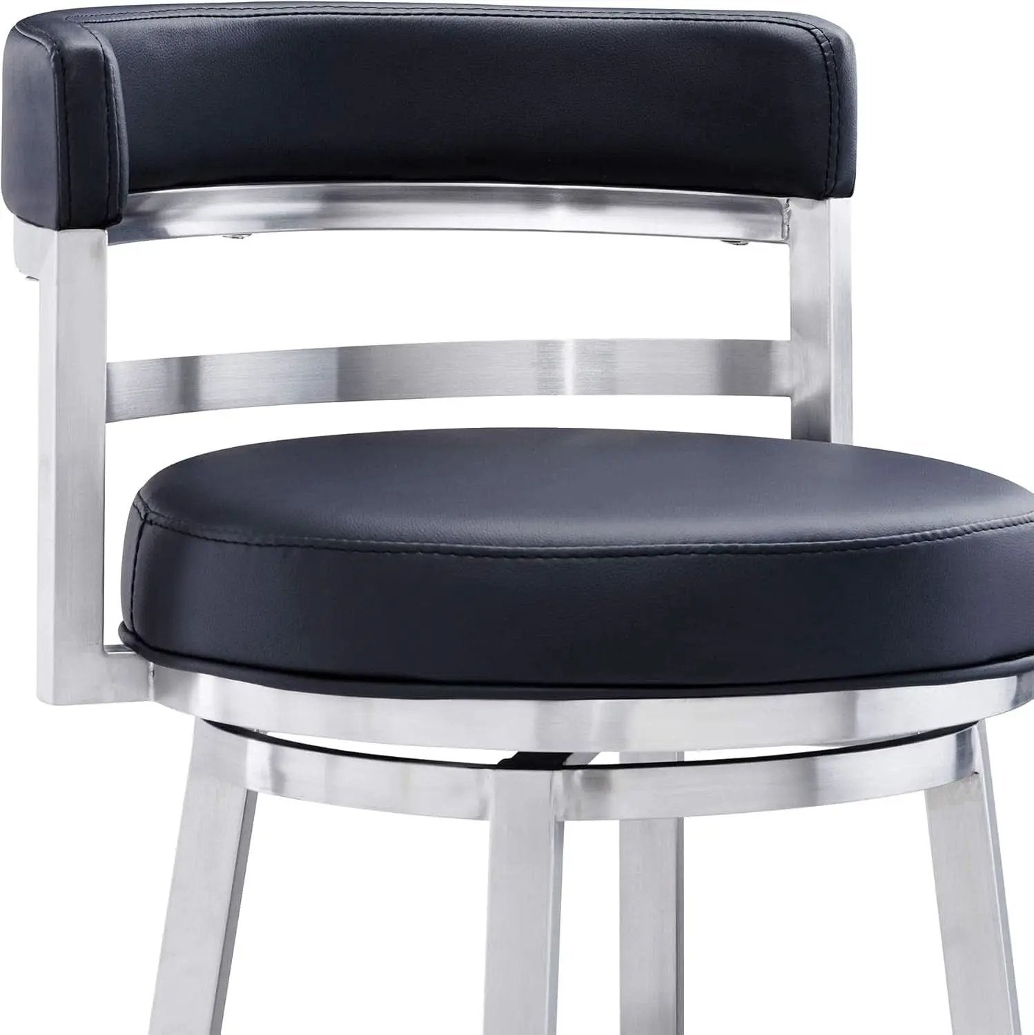 Modern Black Faux Leather Swivel Bar Stool for Kitchen from PriceLows™