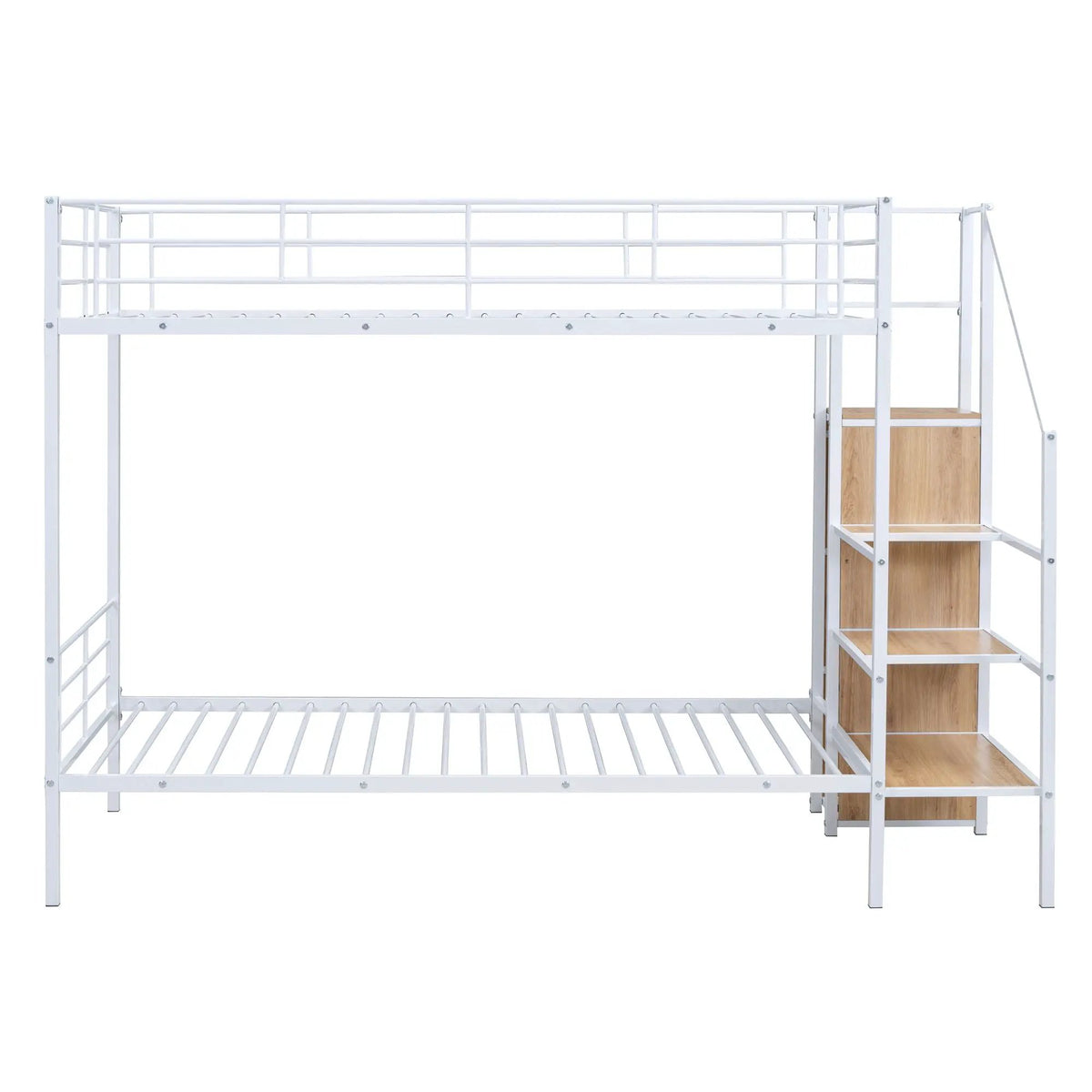 Metal Bunk Bed With Desk | Lateral Storage Ladder | Wardrobe | Clean-Cut Silhouette