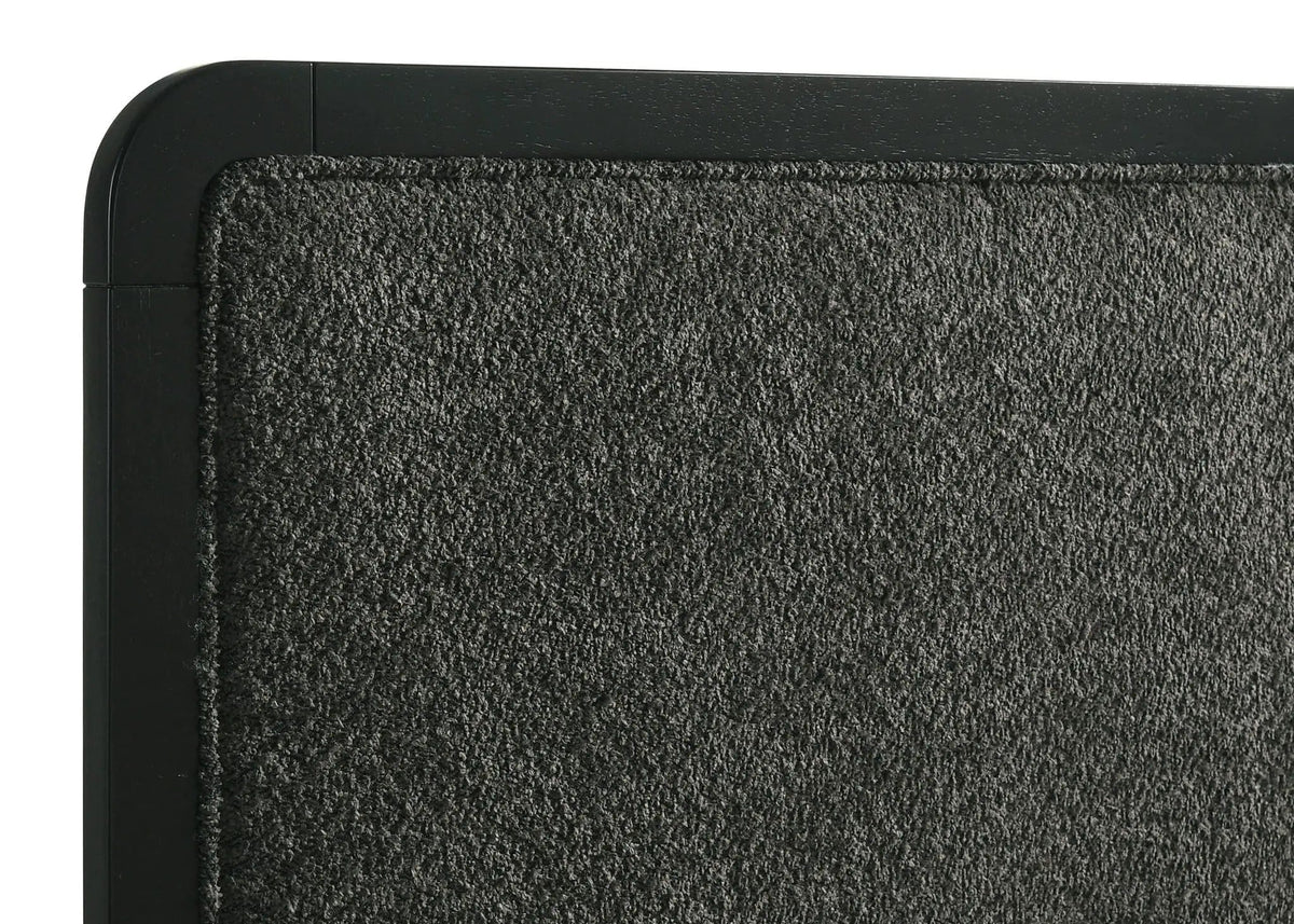 Cavelle 51-inch Upholstered Eastern King Panel Bed | 79.25 x 85 x 50.5 in | Engineered Wood & Chenille | Black
