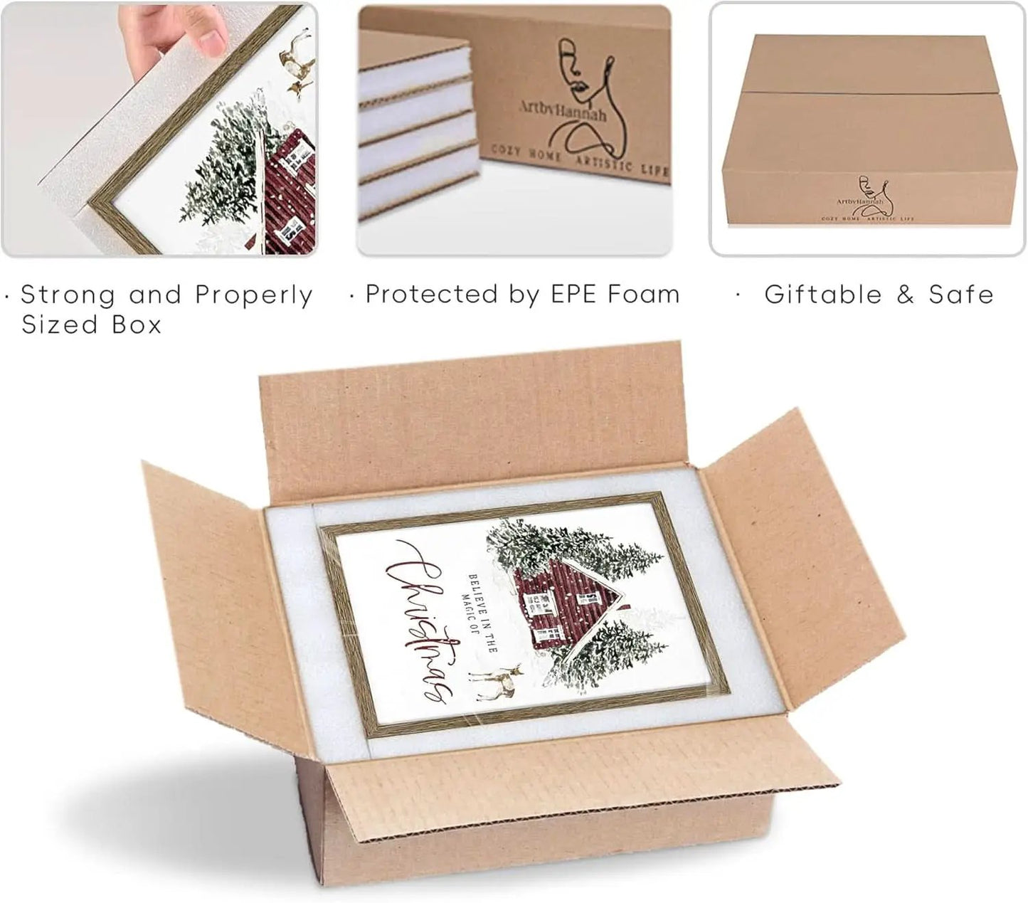 Framed Christmas Forest Wall Art Set 5 Piece Holiday Decor from PriceLows™