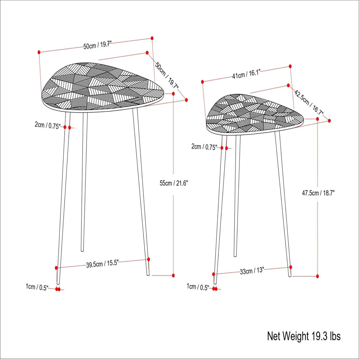 Shelton 2 Piece Metal Nesting Table | 2-Piece Set | Iron & Metal | Gray