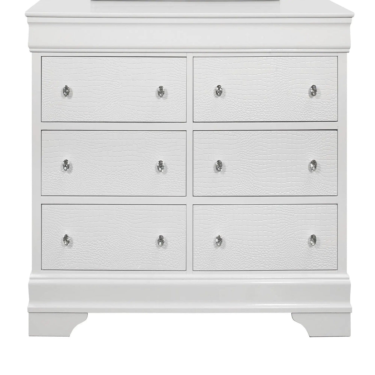 Shaker Crocodile Metallic Dresser | 2 Pieces | Solid Wood & Crystal | Bedroom