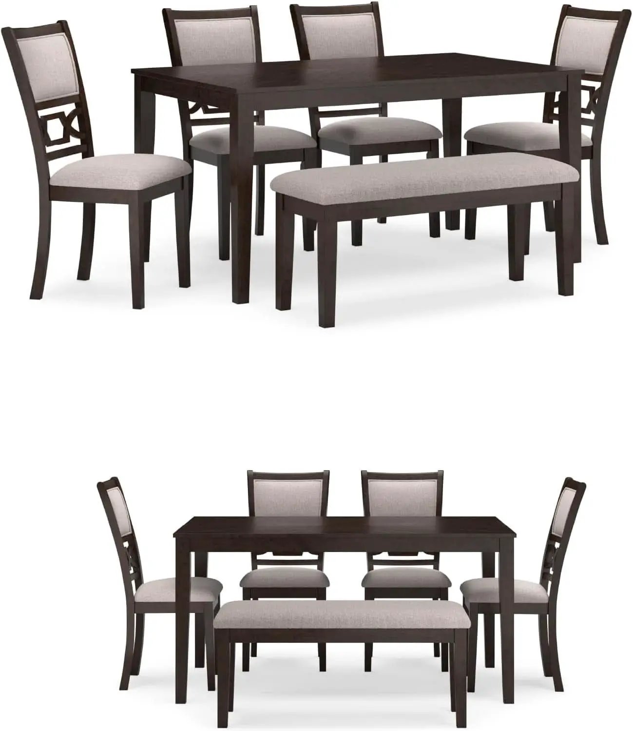 Cherry Brown Transitional Table Set Cushioned Chairs from PriceLows™