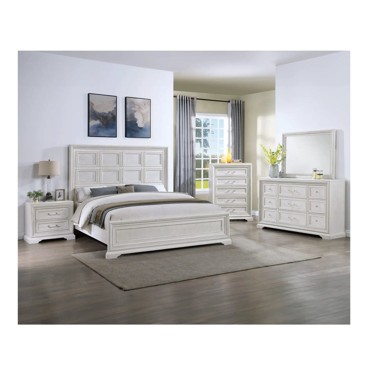 6 Drawer Storage Dresser Antique Wooden Bedroom Furniture Antique | 64.8 x 18.8 x 40 in | Wood | White