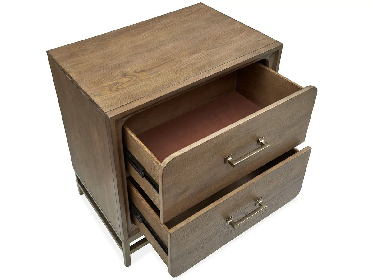 Lindon Drawer Nightstand | Belgian Wheat Finish | Knotty White Oak Veneer | Two Storage Drawers
