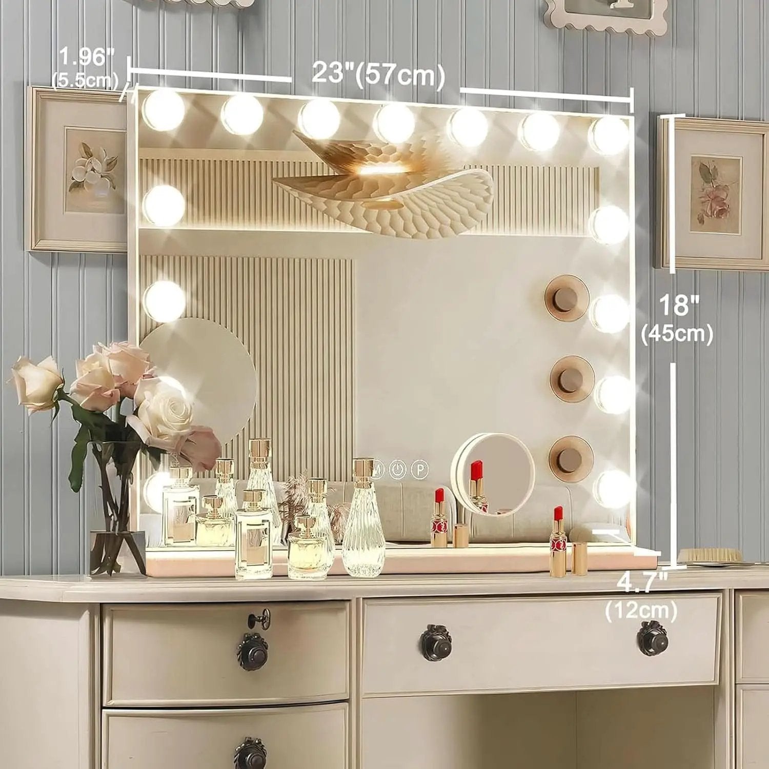 Hollywood Vanity Mirror With Lights 23x18 Aluminum USB Port from PriceLows™