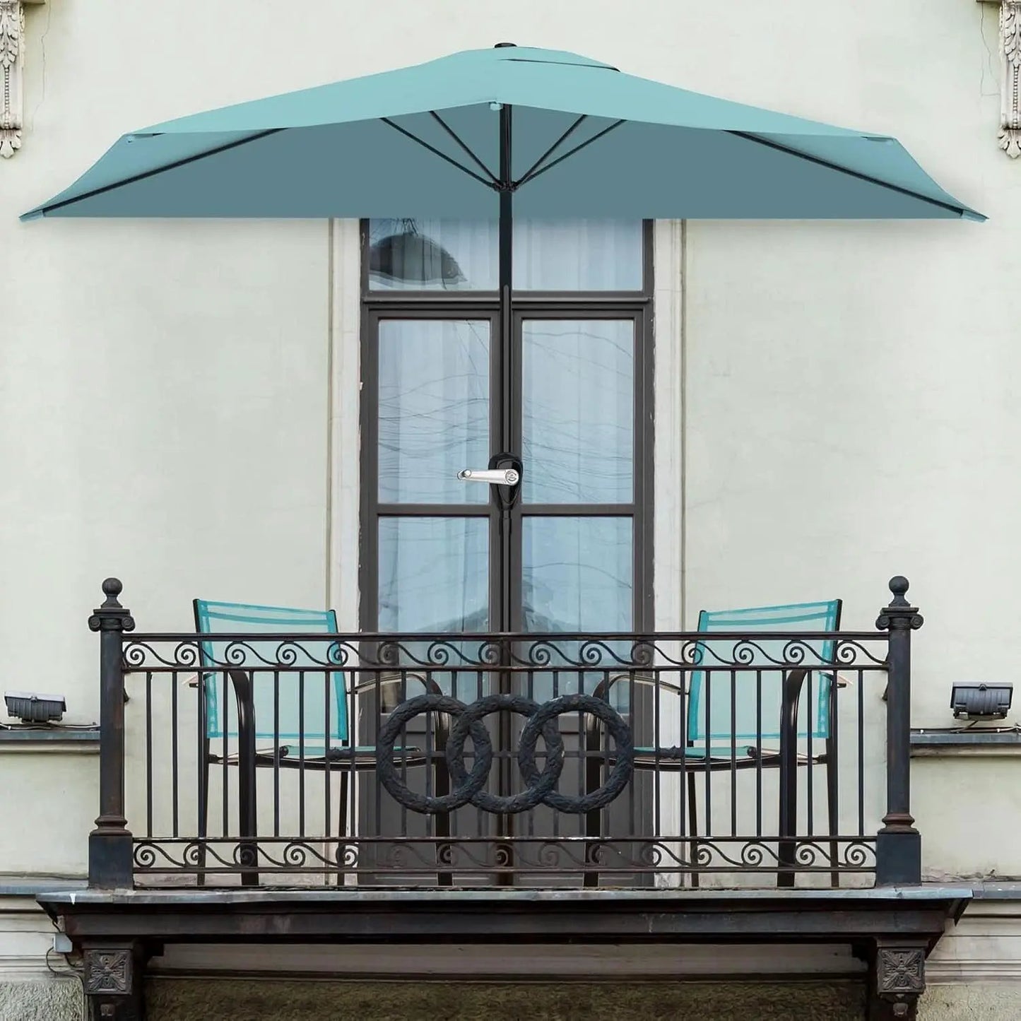 9Ft Half Patio Umbrella With Easy Crank Shade For Decks from PriceLows™