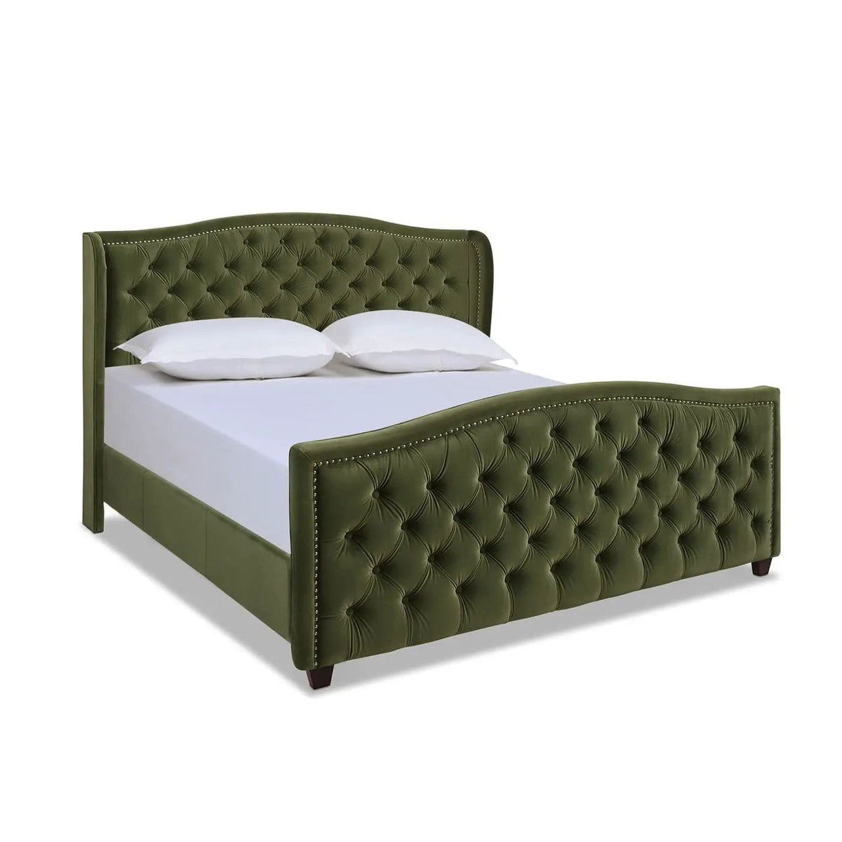 Marcella Upholstered Shelter Headboard Bed | 5 Pieces | Fabric & Iron | Bedroom