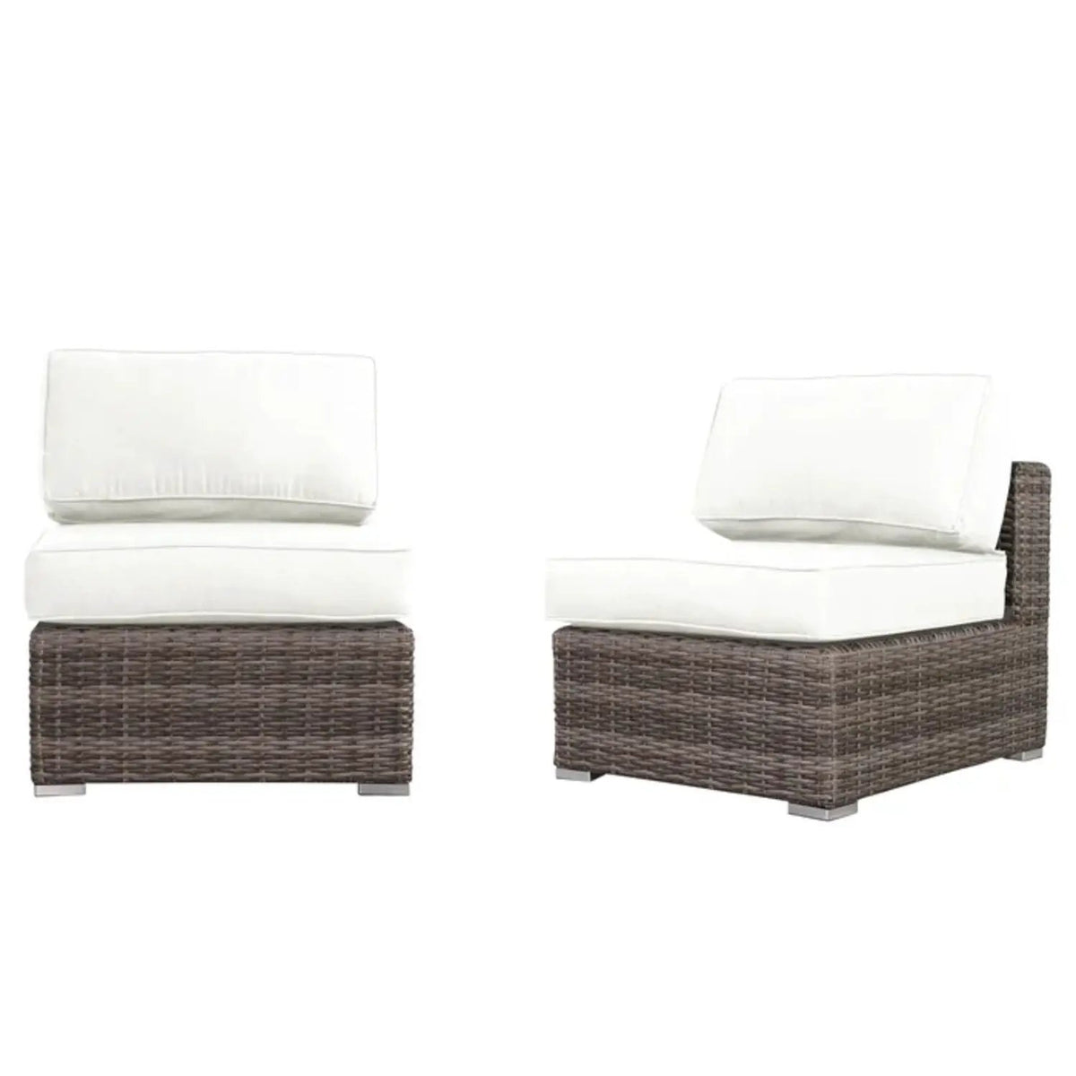 Armless Patio Chair | Cushions Included | Aluminum Inner Frame | Woven Wicker Base