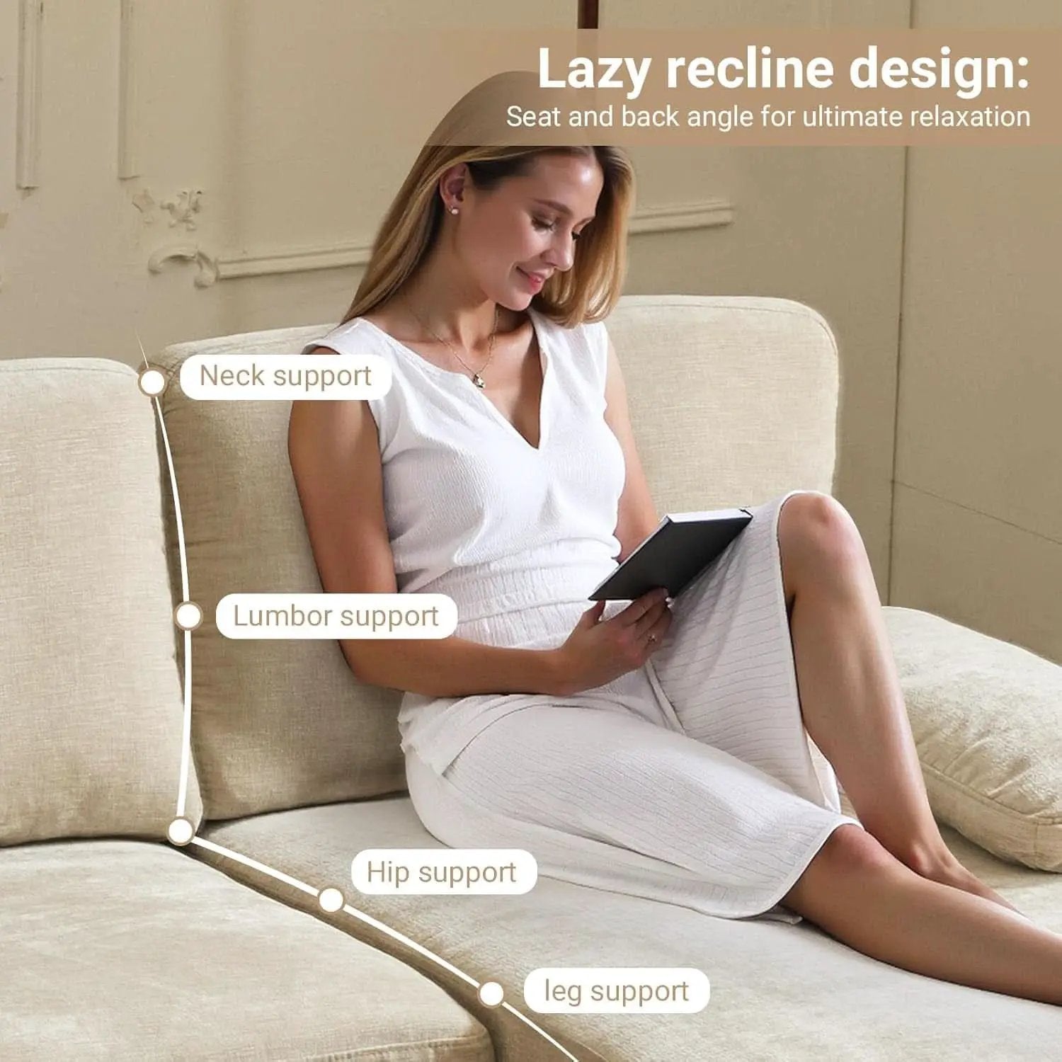 Light Khaki 110 Inch U Shape Sectional Sofa Double Chaise from PriceLows™