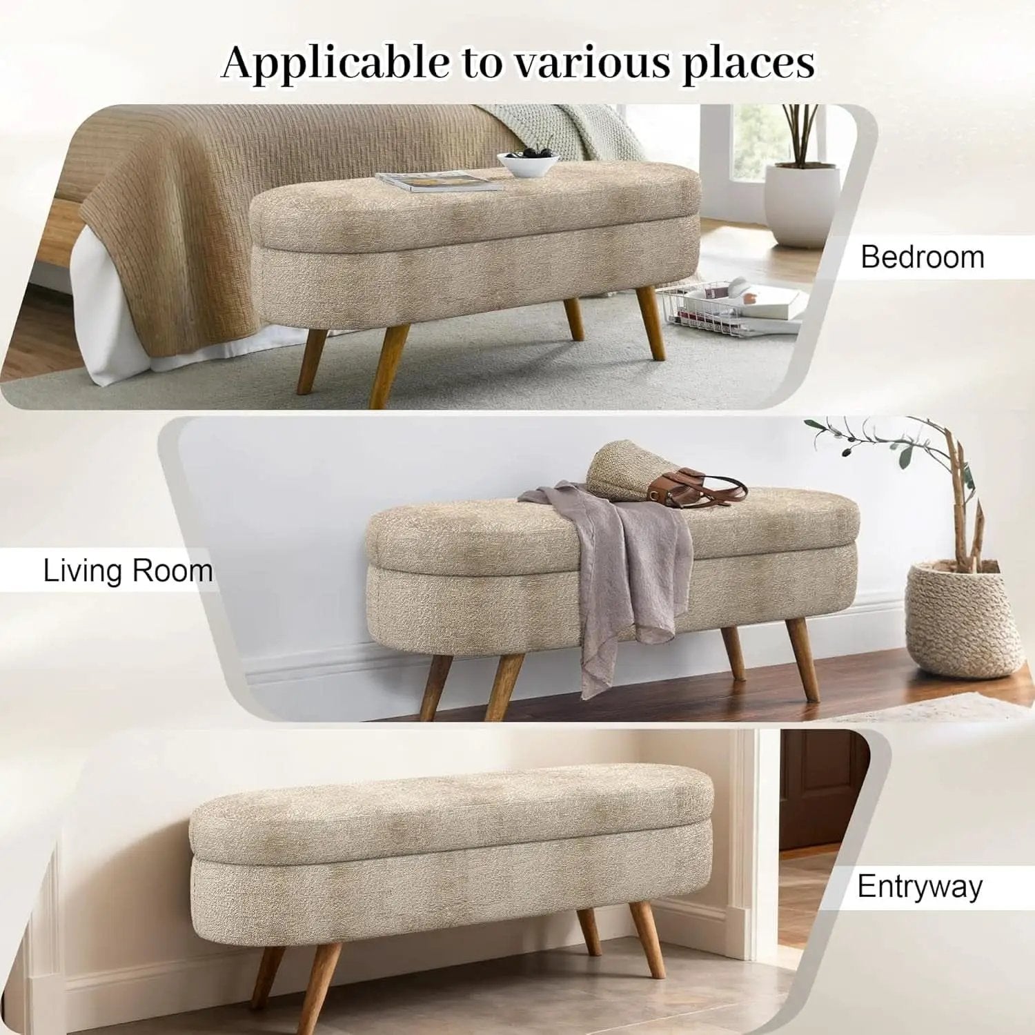 43-Inch Upholstered Storage Ottoman Bench With Hinge from PriceLows™