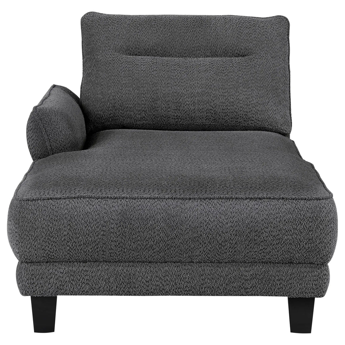 Caspian Upholstered Curved Arm Chaise Sectional Sofa | 109.75 x 67.75 x 36.5 in | Solid Wood & Boucle | Grey