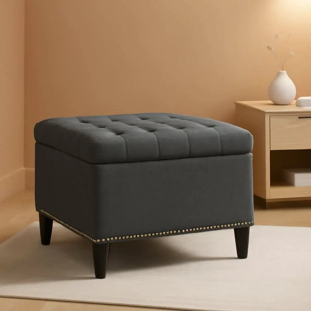 28 Inch Entryway Ottoman Bench Charcoal With Storage from PriceLows™