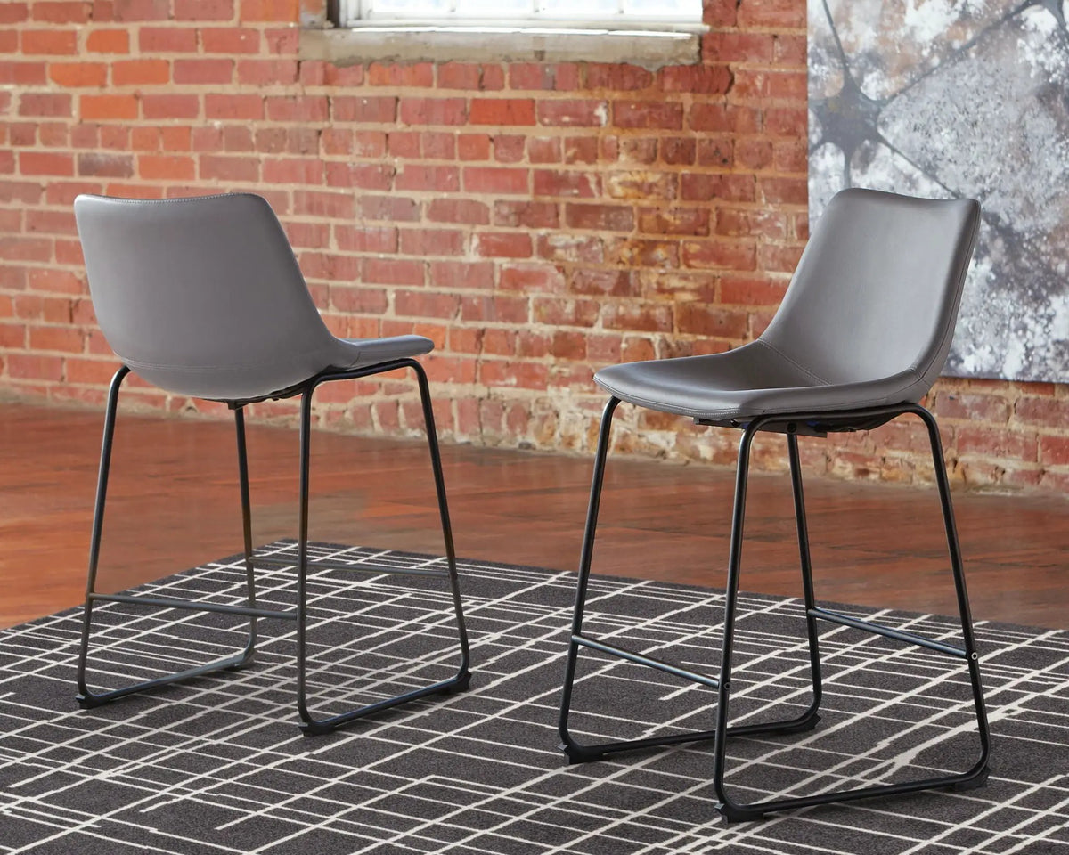 Centiar Upholstered Barstool | Set Of 2 | Contoured Bucket Seat | Tubular Metal Base