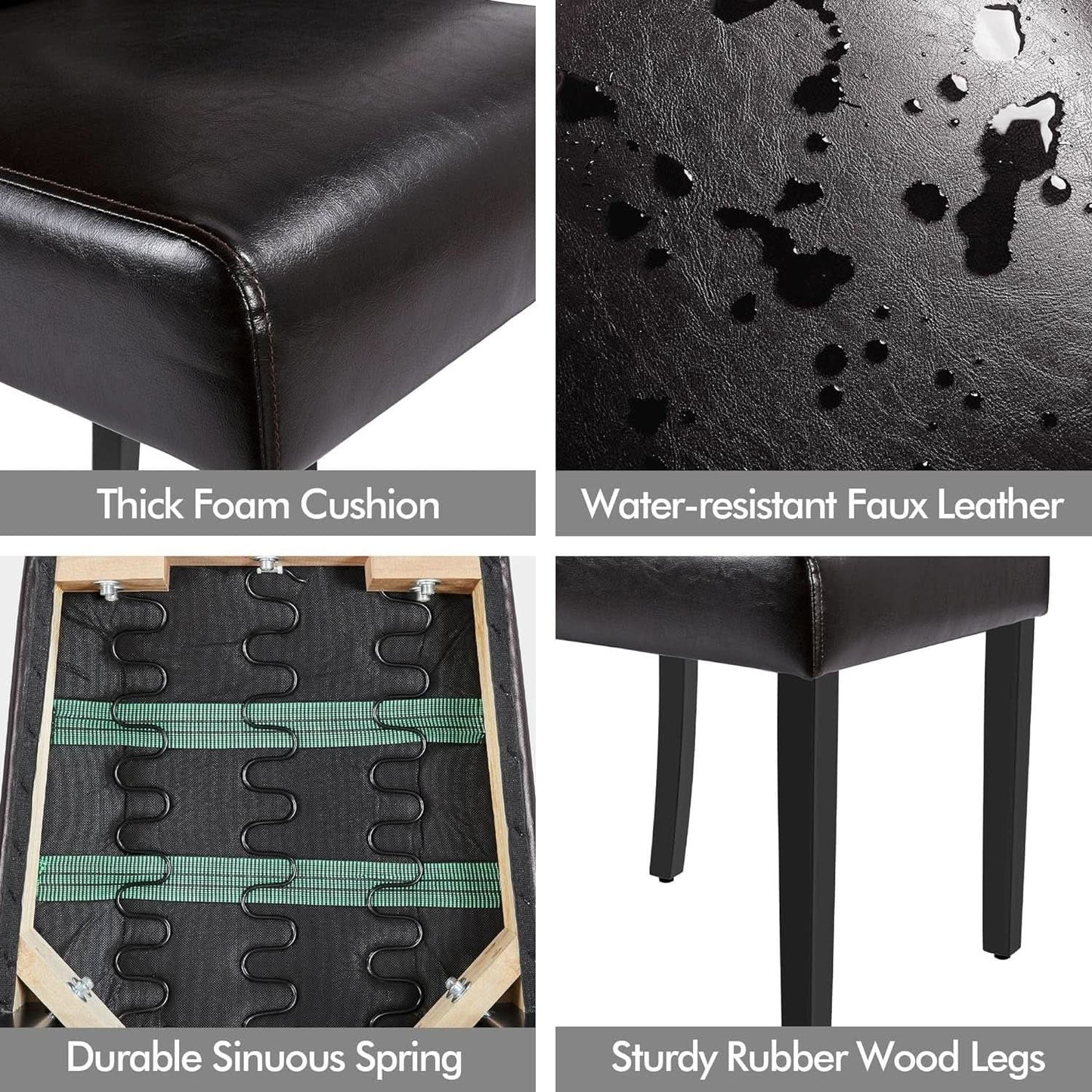 Faux Leather Dining Chairs Brown Set Of 2 For Dining Room from PriceLows™