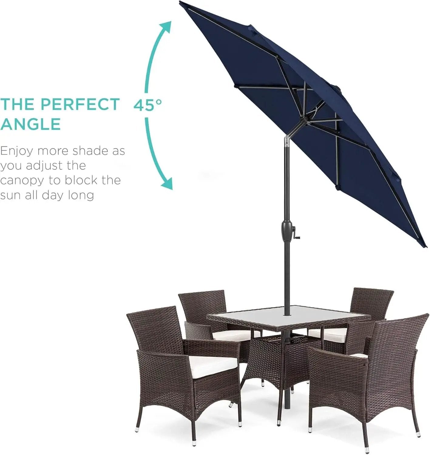 7.5ft Navy Patio Umbrella Tilt Crank Steel Pole Outdoor from PriceLows™