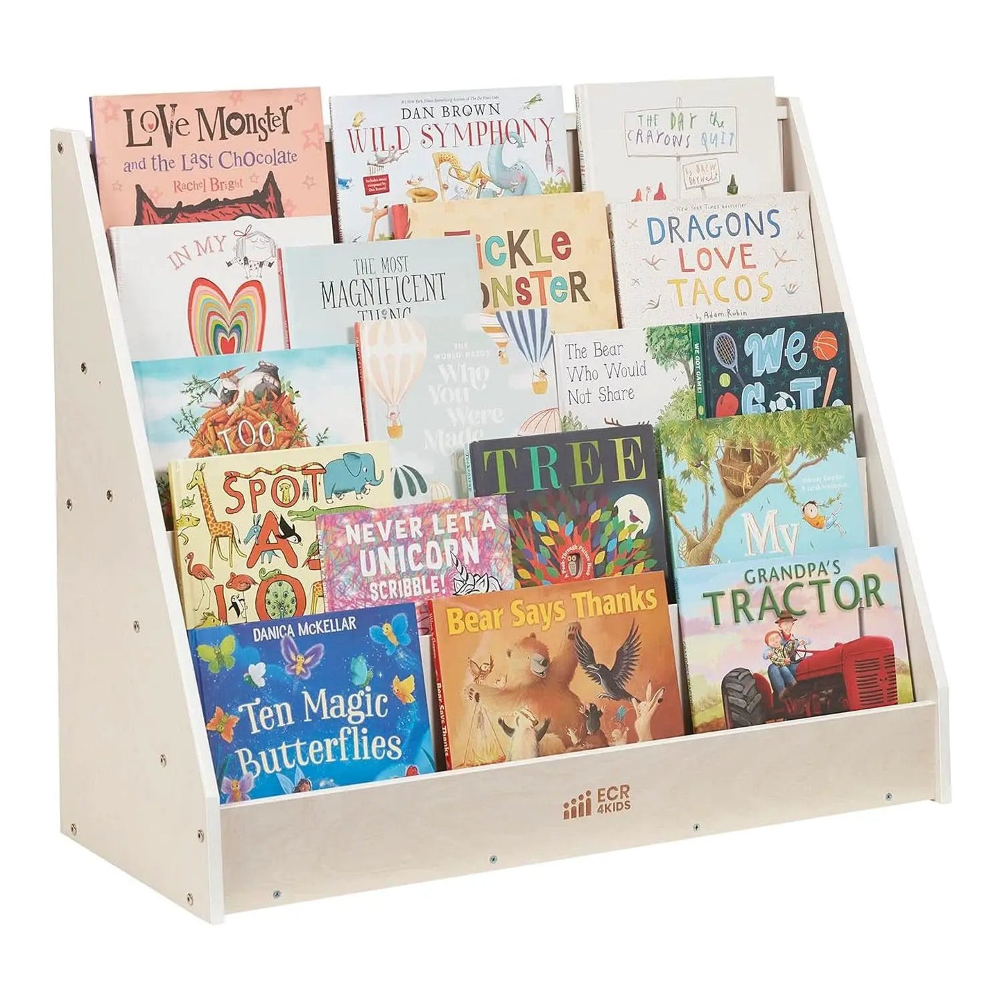 Single Sided Book Display Classroom Bookshelf White Wash from PriceLows™