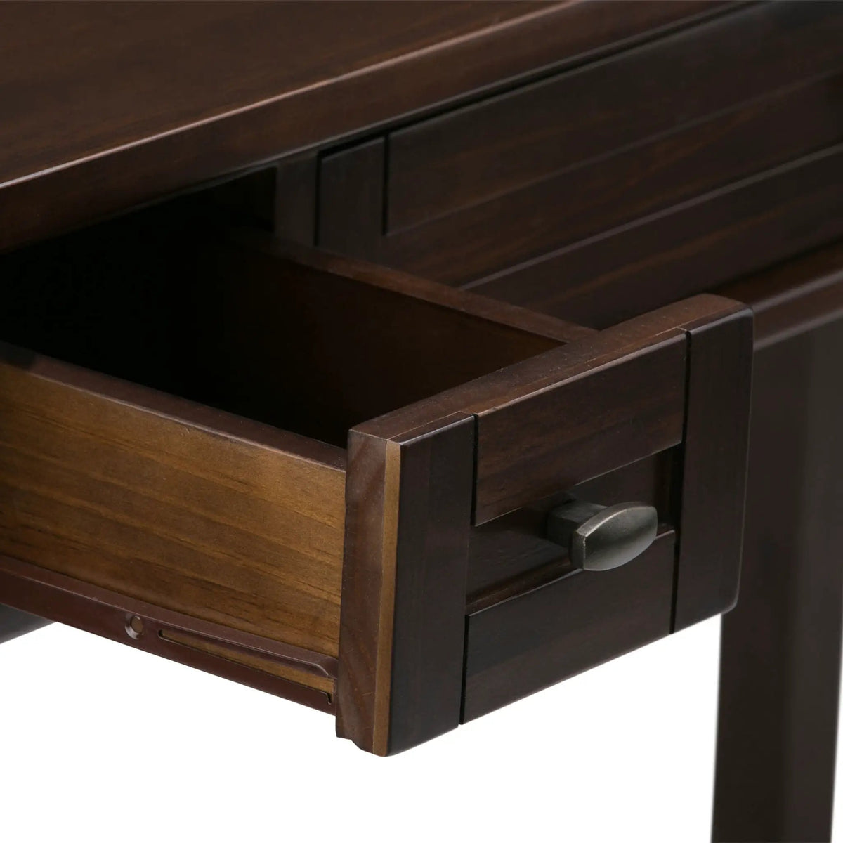Warm Shaker Desk | Tobacco Brown Finish | Solid Wood Frame | Ergonomic Flip-Down Keyboard Tray