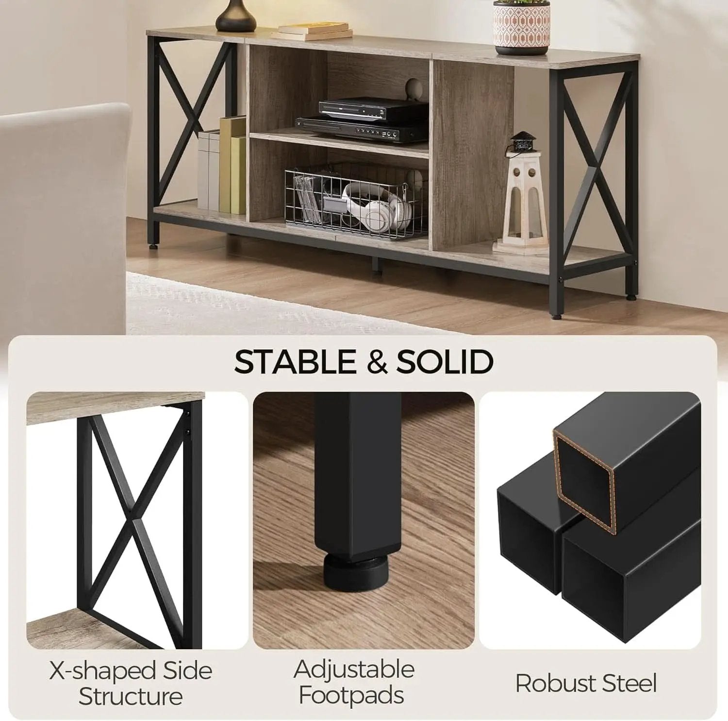 Gray TV Stand for 65 Inch TVs with Storage Console from PriceLows™