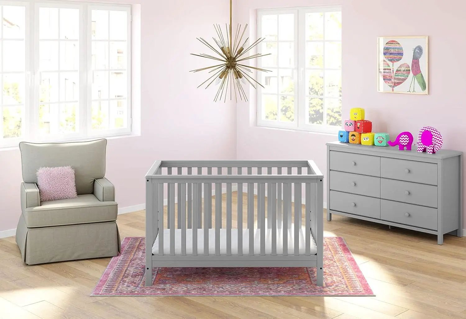 Pebble Gray 6 Drawer Double Dresser For Nursery Greenguard Gold Certified from PriceLows™