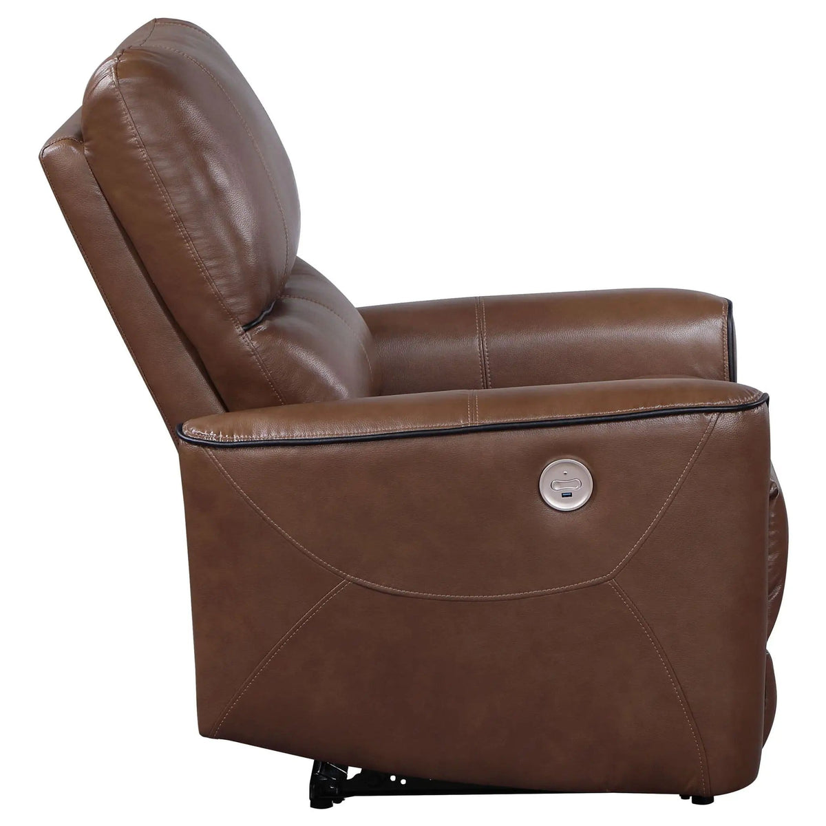 Denson Upholstered Power Recliner Chair With USB Charging And Smooth Button Recline | 36.5 x 37 x 39.75 in | Living Room Furniture | Brown