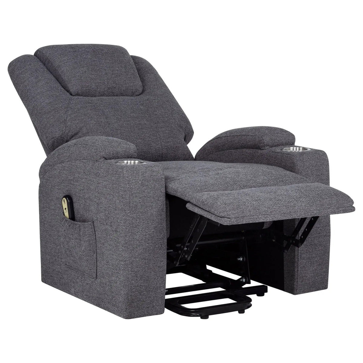 Louie Chenille Upholstered Power Lift Massage Chair | 32 x 37 x 42.5 in | Chenille & Stainless Steel | Grey