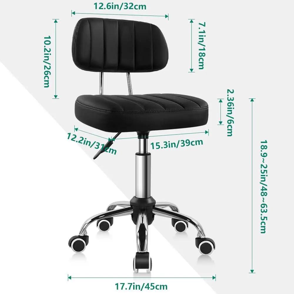 Black Height Adjustable Swivel Stool With Back Support from PriceLows™