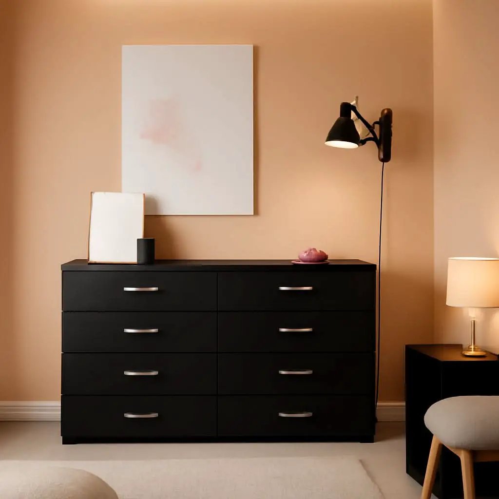 Black 8 Drawer Dresser For Bedroom With Compact Storage from PriceLows™
