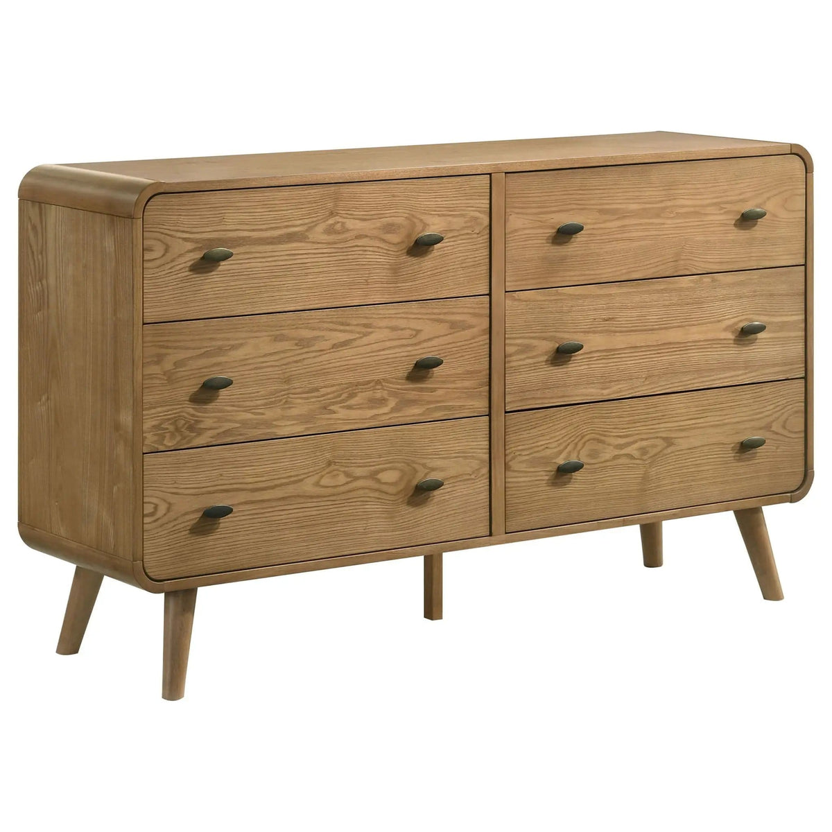 Robyn 6-drawer Bedroom Dresser Light Ash | 61 x 17 x 36.5 in | Rubberwood & Engineered Wood | Bedroom