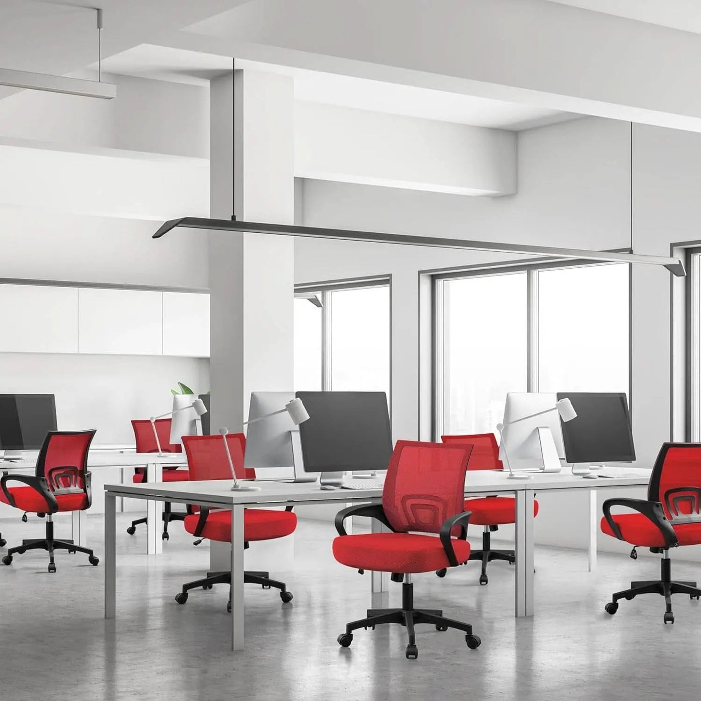 Ergonomic Red Mesh Office Chair With Lumbar Support from PriceLows™