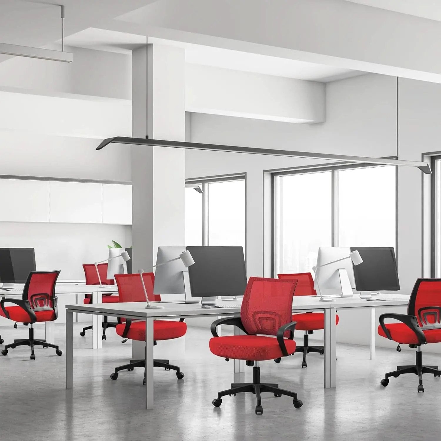 Ergonomic Red Mesh Office Chair With Lumbar Support from PriceLows™