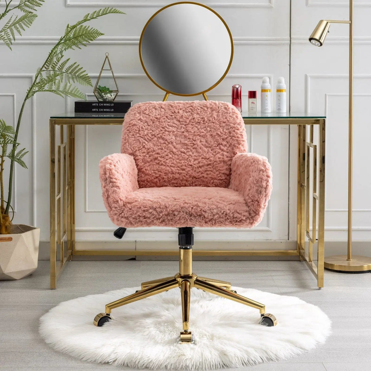 Office Chair | Adjustable Height | Reclining Faux Fur Seat | Large