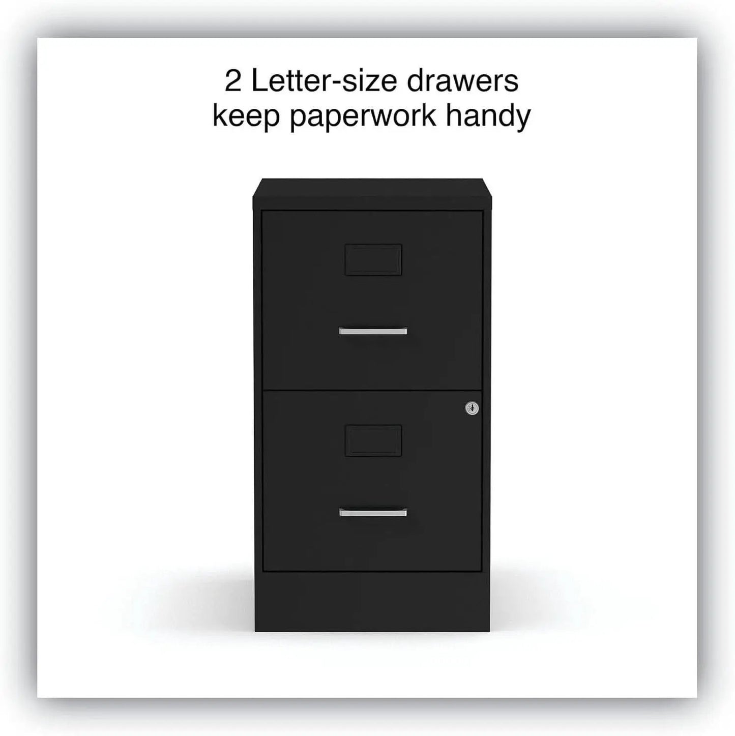 Soho Two Drawer Vertical Letter File Cabinet Black With Key Lock 14 x 18 x 24.1 In from PriceLows™