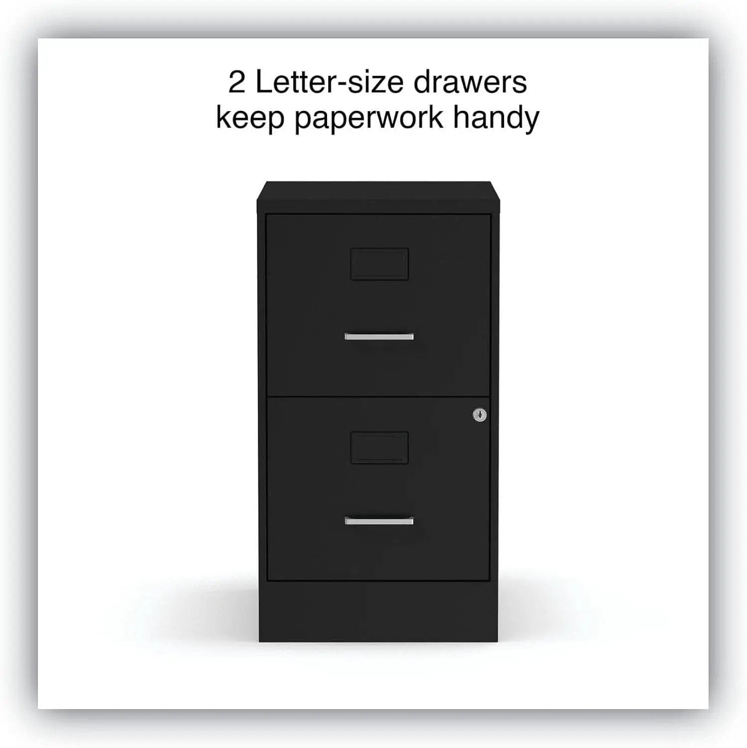 Soho Two Drawer Vertical Letter File Cabinet Black With Key Lock 14 x 18 x 24.1 In from PriceLows™