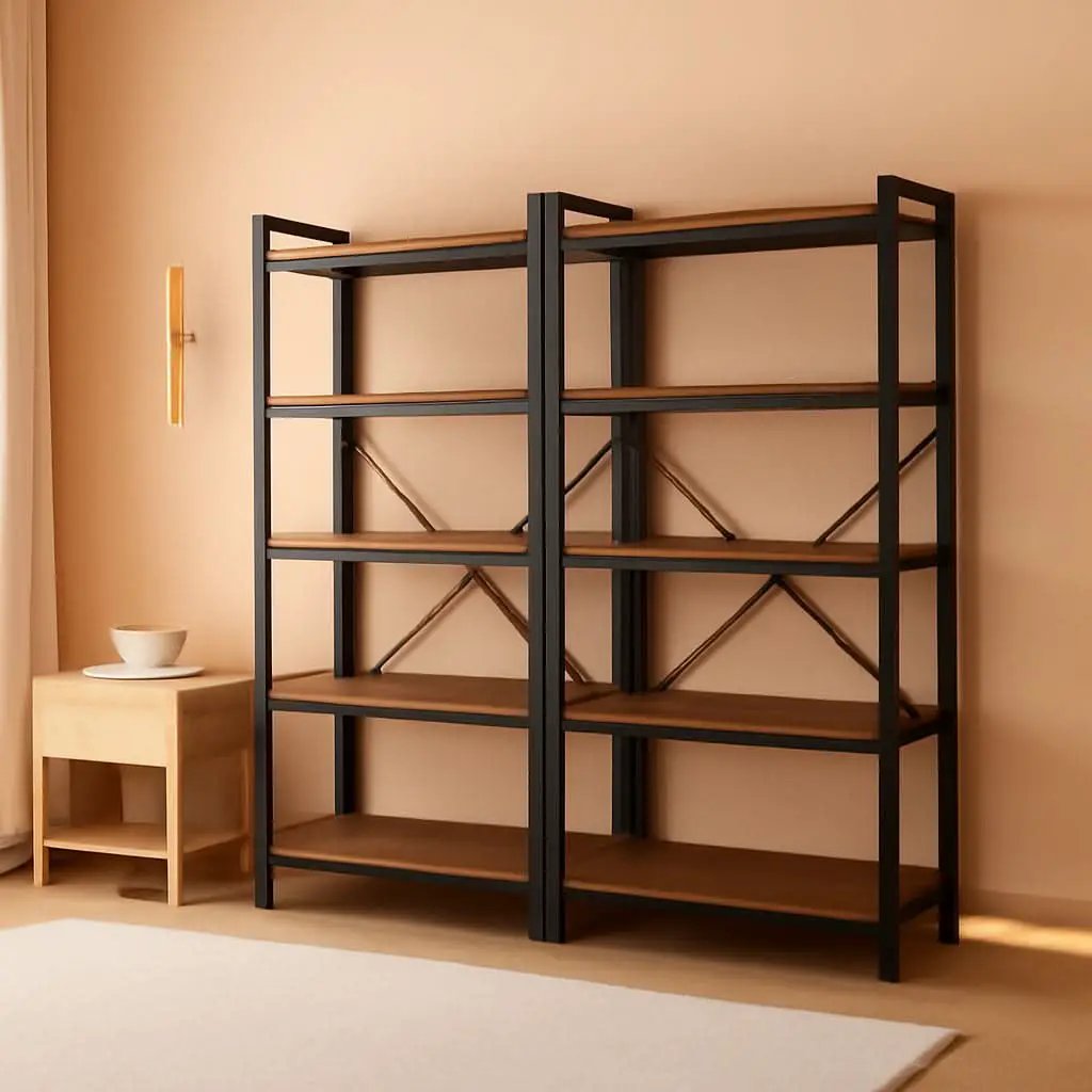 Rustic Brown 5 Tier Bookcase With Raised Edges For Living Room from PriceLows™