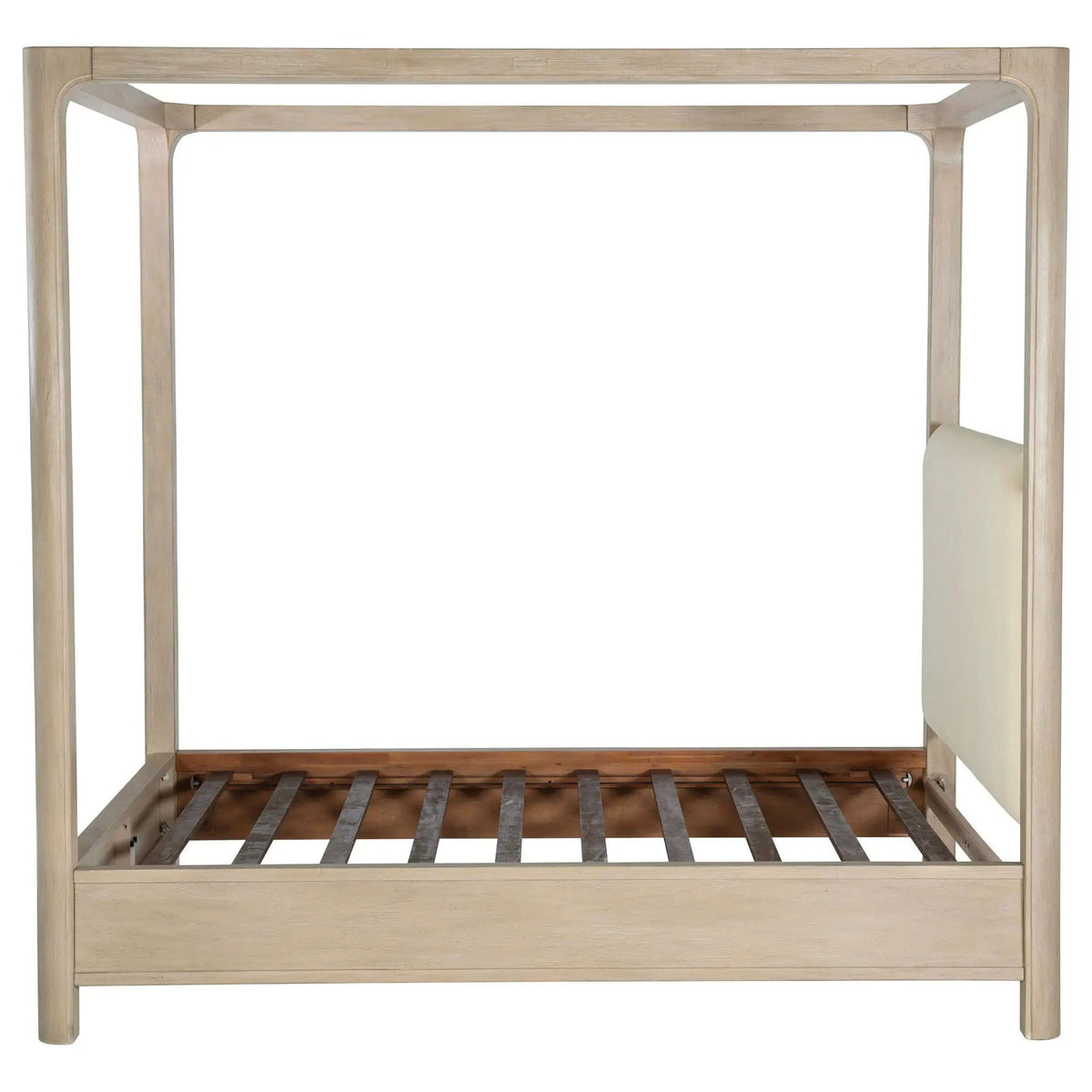 Solano 85-inch Eastern King Canopy Bed Weathered Mango | 83.25 x 89.25 x 85 in | Engineered Wood & Fabric | Bedroom