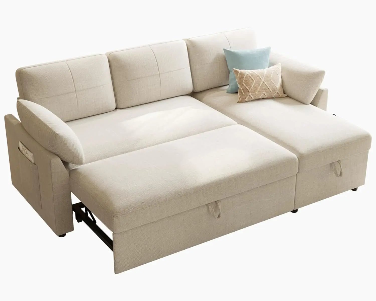 Linen Beige Multifunctional Sleeper Sofa With Storage from PriceLows™