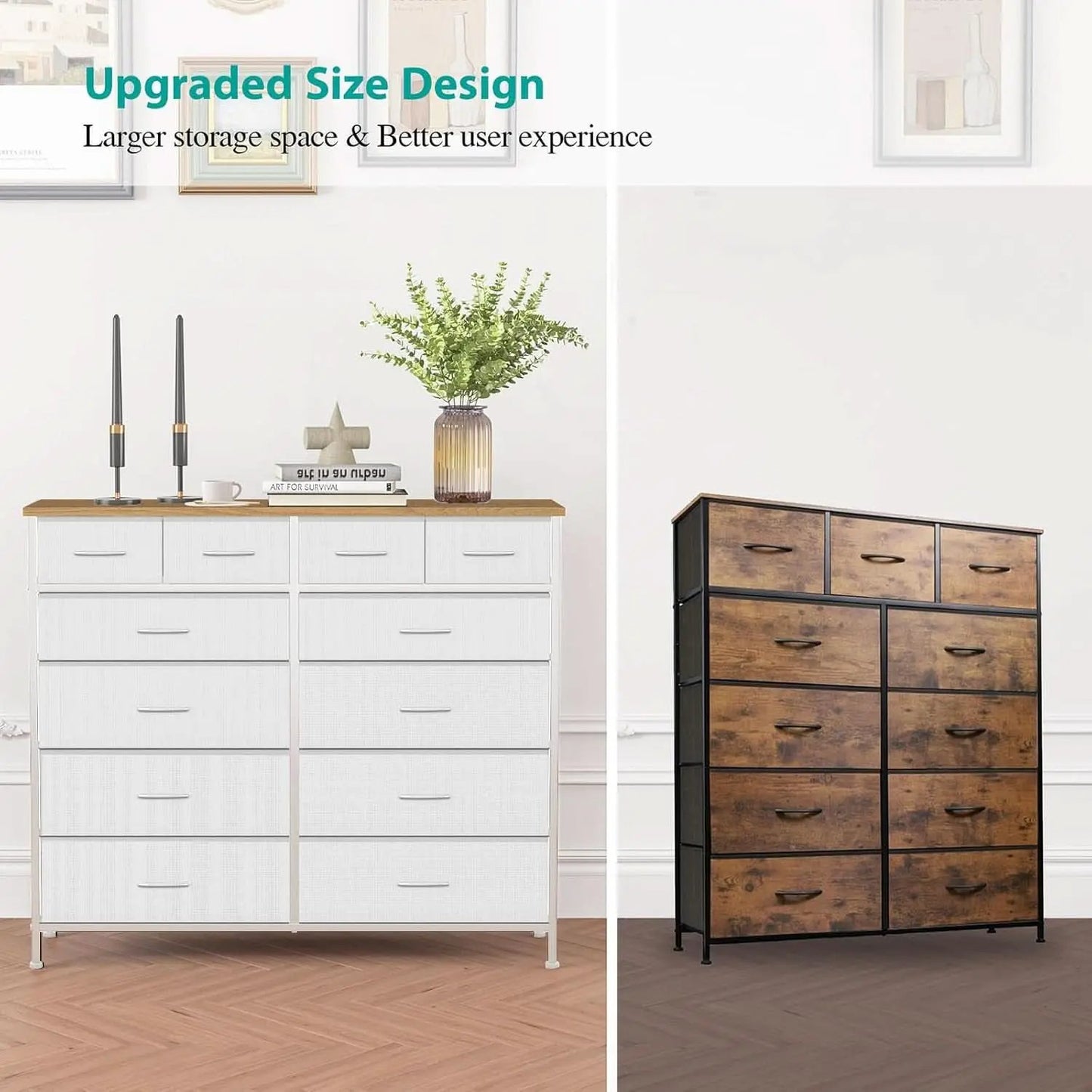 Compact 12 Drawer Dresser With Fabric Drawers And Wood Top from PriceLows™