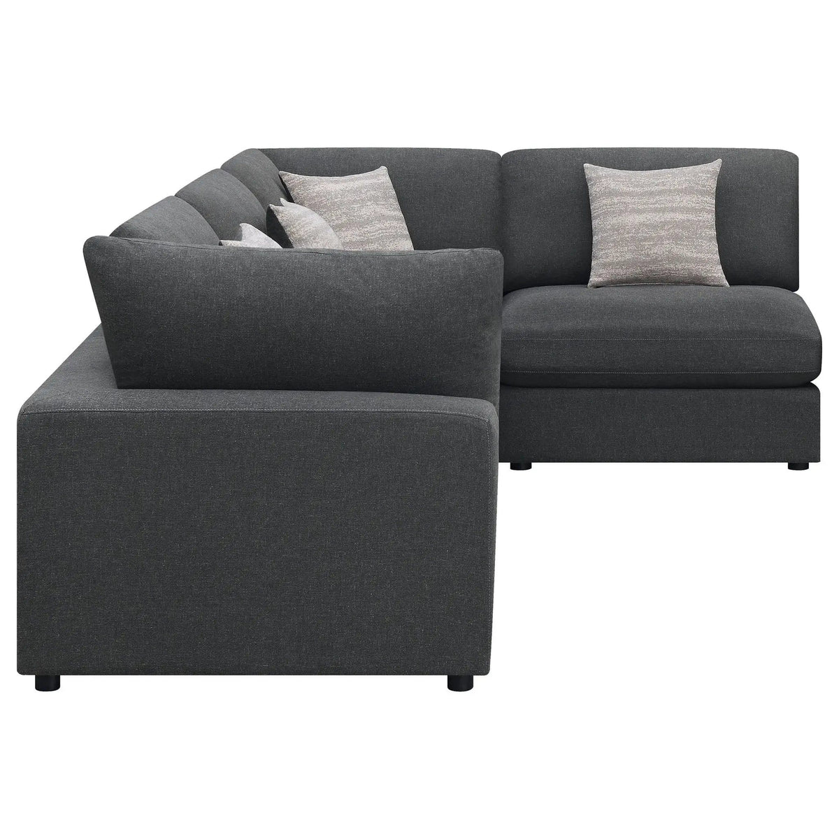 Serene 4-piece Upholstered Modular Sectional Sofa (Style 2) | 4-Piece Set | Linen | Charcoal
