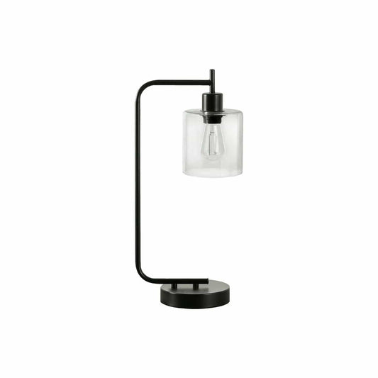 Lighting, Table Lamp, USB Port Included, Glass Shade, Modern - | 9 x 6 x 19.75 in | Glass & Metal | Black